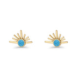 Round 7.5mm Sunset Stud Earring Lab Created Opal 925 Sterling Silver