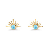 Round 7.5mm Sunset Stud Earring Lab Created Opal 925 Sterling Silver