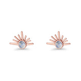Round 7.5mm Sunset Stud Earring Lab Created Opal 925 Sterling Silver