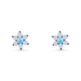 Round 8.7mm Lab Created Opal Floral Stud Earring 925 Sterling Silver