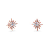 Starburst Stud Earring 10.7mm Lab Created Opal & Cubic Zirconia 925 Sterling Silver
