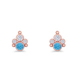 Paw Print Stud Earring Lab Created Opal & Cubic Zirconia 925 Sterling Silver
