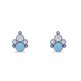 Paw Print Stud Earring Lab Created Opal & Cubic Zirconia 925 Sterling Silver