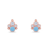 Paw Print Stud Earring Lab Created Opal & Cubic Zirconia 925 Sterling Silver