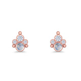 Paw Print Stud Earring Lab Created Opal & Cubic Zirconia 925 Sterling Silver