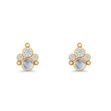 Paw Print Stud Earring Lab Created Opal & Cubic Zirconia 925 Sterling Silver