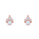 Paw Print Stud Earring Lab Created Opal & Cubic Zirconia 925 Sterling Silver