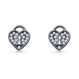 Heart Lock Stud Earrings