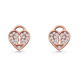 Heart Lock Stud Earrings