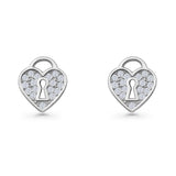 Heart Lock Stud Earrings