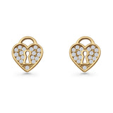 Heart Lock Stud Earrings