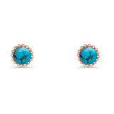 Round 7.3mm Stud Earring Lab Created Opal Oxidized 925 Sterling Silver