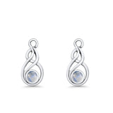 Round 21.5mm Twisted Loop Drop Fishhook Earring Oxidized Lab Created Opal 925 Sterling Silver