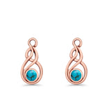 Round 21.5mm Twisted Loop Drop Fishhook Earring Oxidized Lab Created Opal 925 Sterling Silver