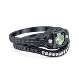 Two Piece Round Natural Stone Bridal Ring