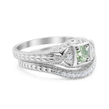 Two Piece Round Natural Stone Bridal Ring