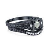 Two Piece Round Natural Stone Bridal Ring