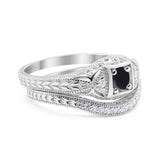 Two Piece Round Natural Stone Bridal Ring