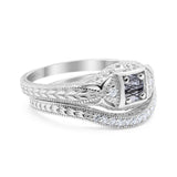 Two Piece Round Natural Stone Bridal Ring