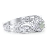 Art Deco Round Natural Stone Filigree Ring