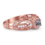Art Deco Round Natural Stone Filigree Ring