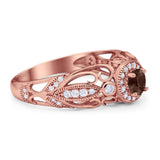 Art Deco Round Natural Stone Filigree Ring