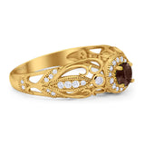 Art Deco Round Natural Stone Filigree Ring