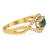 Infinity Oval Natural Stone Evil Eye Halo Ring