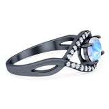 Infinity Oval Natural Stone Evil Eye Halo Ring