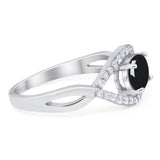 Infinity Oval Natural Stone Evil Eye Halo Ring