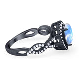 Art Deco Oval Natural Stone Twisted Ring