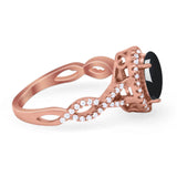 Art Deco Oval Natural Stone Twisted Ring