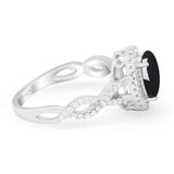 Art Deco Oval Natural Stone Twisted Ring