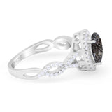 Art Deco Oval Natural Stone Twisted Ring