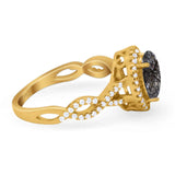 Art Deco Oval Natural Stone Twisted Ring