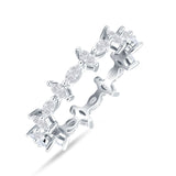 Minimalist 5mm Full Eternity Marquise Band Cubic Zirconia 925 Sterling Silver