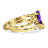 Two Piece Pear CZ Ring
