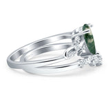 Two Piece Pear Natural Stone Chevron Ring