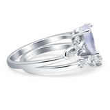 Two Piece Pear Natural Stone Chevron Ring