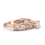 Art Deco Round Natural Stone Filigree Ring