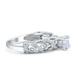 Art Deco Round Natural Stone Filigree Ring