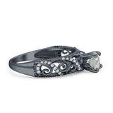 Art Deco Round Natural Stone Filigree Ring