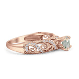 Art Deco Round Natural Stone Filigree Ring