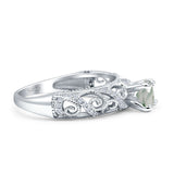 Art Deco Round Natural Stone Filigree Ring