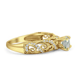 Art Deco Round Natural Stone Filigree Ring