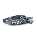 Art Deco Round Natural Stone Filigree Ring