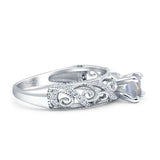 Art Deco Round Natural Stone Filigree Ring