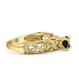 Art Deco Round Natural Stone Filigree Ring
