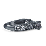 Art Deco Round Natural Stone Filigree Ring