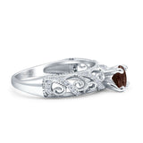 Art Deco Round Natural Stone Filigree Ring